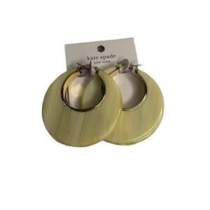 Kate Spade Gold Plated ON THE DOT Horn Cream Resin Large Hoop Earrings